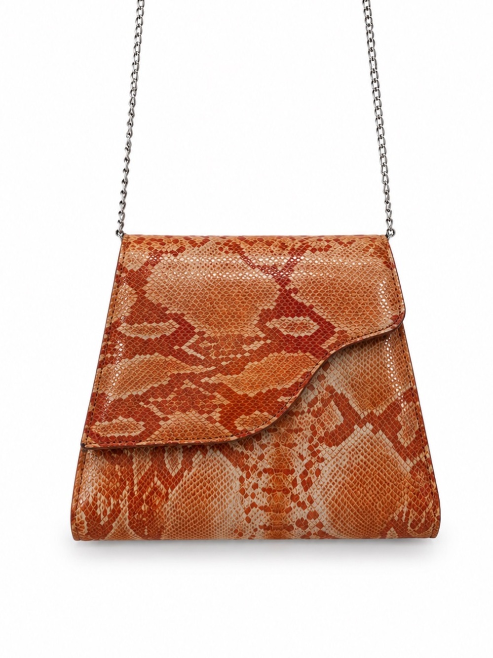 Bellini Faux Snake Print Orange Flap Bag Crossbody Y2k Boho